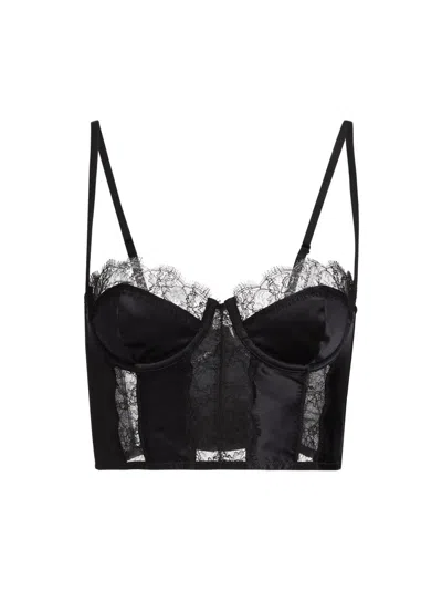 Kiki De Montparnasse Women's Satin & Lace Longline Bra In Black