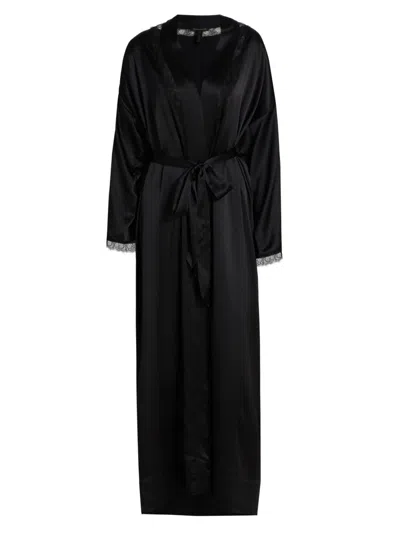 Kiki De Montparnasse Women's Silk Lace Inset Robe In Black Black