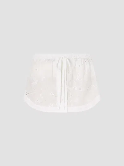 Kiki De Montparnasse Simone Broderie Anglaise Cotton Mini Skirt In White