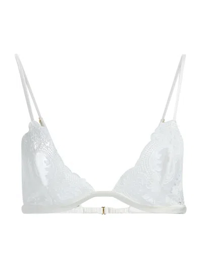 Kiki De Montparnasse Voltaire Embroidered Lace Triangle Bra In White