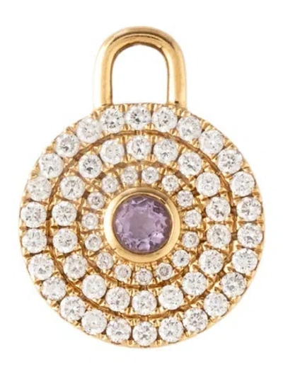 Pre-owned Kiki Mcdonough 18k Diamond & Amethyst Circle Single Earring Enhancer In Multicolor