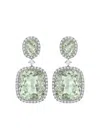Kiki Mcdonough 18k White Gold Signatures Amethyst And Diamond Drop Earrings In Green