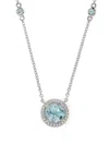 Kiki Mcdonough 18kt White Gold Grace Diamond And Topaz Necklace In Blue Topaz