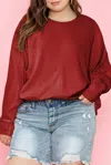 Kiki's Boutique Basic Solid Top In Red In Red