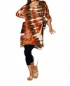 Kikisol Artisan Tie Dye Gauze Round Neck Kaftan Dress In Brown In Brown