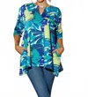 Kikisol Searenity Leaf French Terry Tunic With Pockets In Blue In Blue