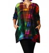 Kikisol Searenity Plaid French Terry Tunic With Pockets In Teal Plaid In Multi