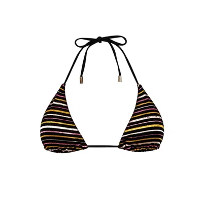 Kikki-g Swimwear Women's Joanna Triangle Top - Black Stripe In Multi