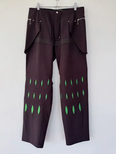 Pre-owned Kiko Kostadinov 00102021 Ss21 Arcadia Embroidered Trouser In Brown