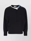Kiko Kostadinov Asymmetric Neckline Color Block Knit Sweater In Black