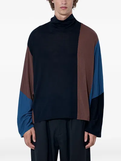 Kiko Kostadinov Panelled Turtleneck Jumper In Animal Print