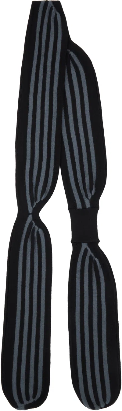 Kiko Kostadinov Black & Gray Solix Scarf In Black / Green Grey