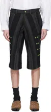 Kiko Kostadinov Brown Inex Snap Shorts In Black/grey & Green/b