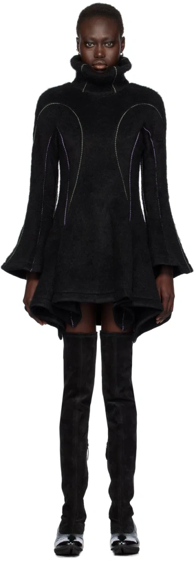 Kiko Kostadinov Black Dusk Minidress In Mist Black