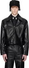Kiko Kostadinov Kraner Cropped Leather Blouson In Black