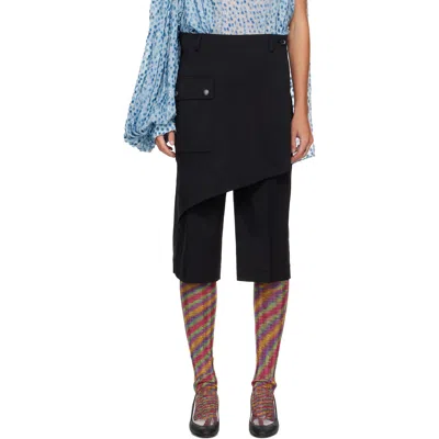 Kiko Kostadinov Black Linnet Wrap Culottes Shorts In Blue