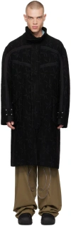 Kiko Kostadinov Stand Collar Coat In Dusky Black/crow Bla