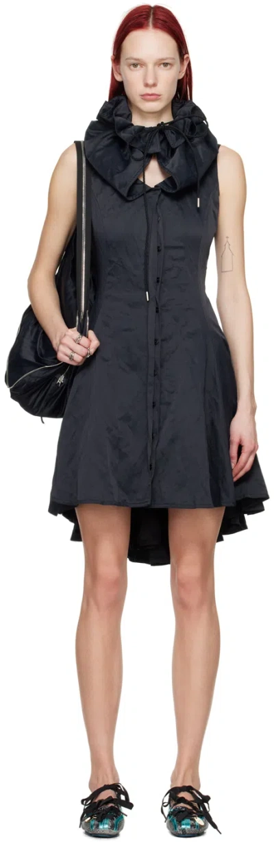 Kiko Kostadinov Black Mirae Minidress In Pebble Black