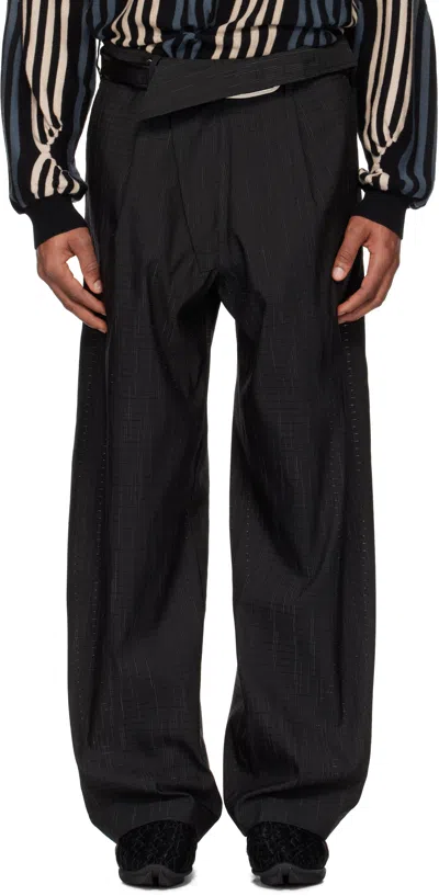 Kiko Kostadinov Black Navin Wide Trousers In Black Obsidian