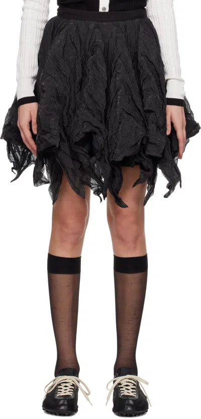 Kiko Kostadinov Black Uhura Circle Midi Skirt In Sparkle Black
