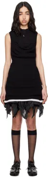 Kiko Kostadinov Black Vecto Knit Tunic Minidress In Phantom Black
