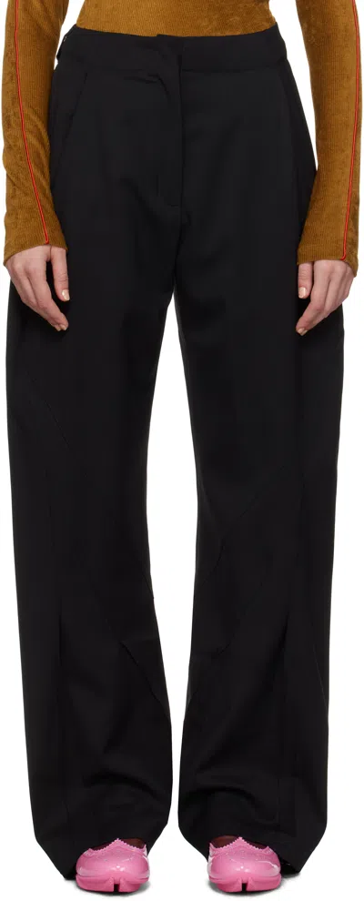 Kiko Kostadinov Black Stretch Wool Venari Wide-leg Pant