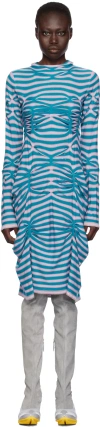Kiko Kostadinov Striped Dress In Ocean Blue/lilac & S