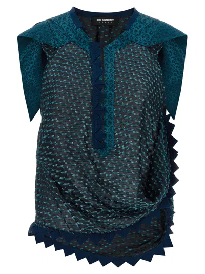 Kiko Kostadinov Blue Modal Pattern Women's Shirt