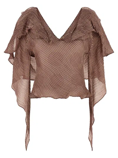 Kiko Kostadinov Bordeaux Linen Women's Blouse