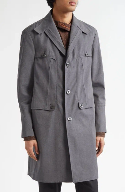 Kiko Kostadinov Brecht Herringbone Trench Coat In Grey Dove | ModeSens