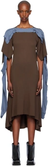 Kiko Kostadinov Midi Dress In Coffee Bean/indigo