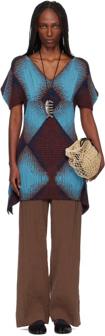 Kiko Kostadinov Ikat Argyle-jacquard Dress In Blue