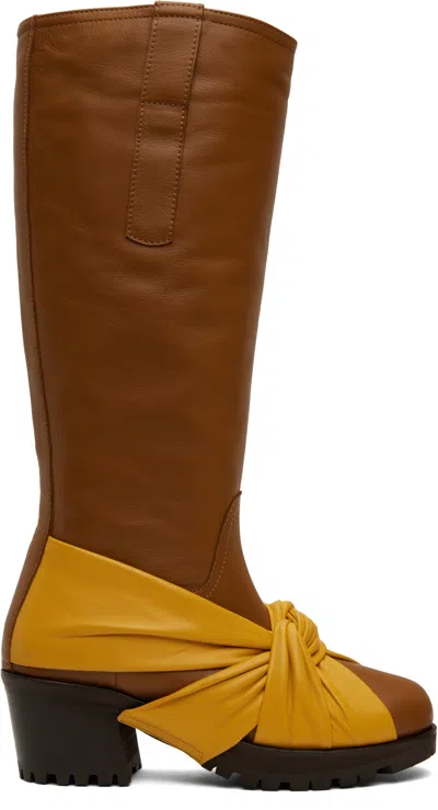 KIKO KOSTADINOV BROWN & YELLOW KNOTTED RIDING BOOTS