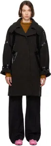 Kiko Kostadinov Brown Dawn Panelled Coat In Umber & Brown Dots