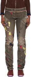 Kiko Kostadinov Brown K Painted Slim Jeans In Brown