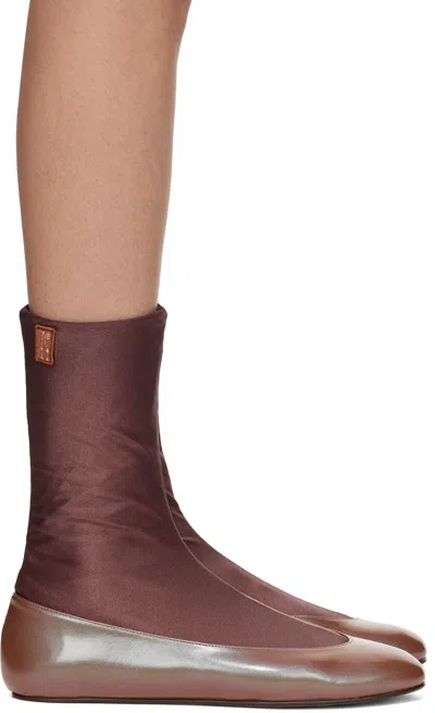 Kiko Kostadinov Brown Proxima Short Ballerina Flats In Chestnut