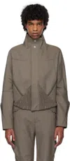 Kiko Kostadinov Zafar Cropped Jacket Herringbone Wool In Brown Oak