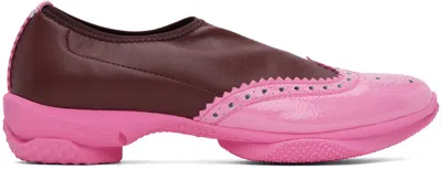 Kiko Kostadinov Burgundy & Pink Sonia Slip On Brogues In Burgundy/fuschia