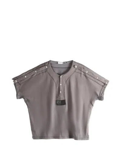 Kiko Kostadinov Snap-detail Henley T-shirt In Gray