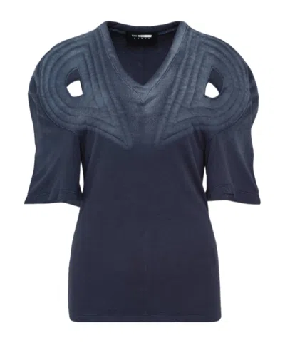 Kiko Kostadinov Celritatem Padded V-neck T-shirt In Blue