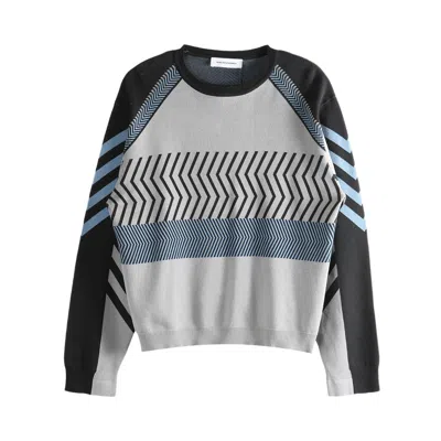 Pre-owned Kiko Kostadinov Combed Cotton Gizi Panelled Jumper 'black/grey/blue' | Men's Size 50