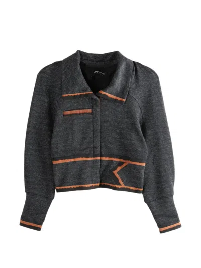 Kiko Kostadinov Contrasting-trim Cropped Jacket In Burgundy