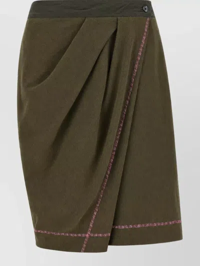 Kiko Kostadinov Cotton Draped Asymmetric Culotte Bermuda Shorts In Green