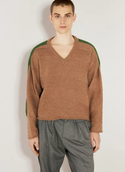 Kiko Kostadinov Delian V-neck Sweater In Brown