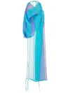 Kiko Kostadinov Viscose Blend Halter Top With Asymmetrical Hem In Blue