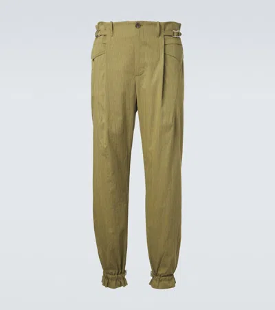 Kiko Kostadinov Egreta Striped Cotton-blend Tapered Pants In Green