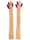 Kiko Kostadinov Extra-long Glitter-knit Gloves In Gold