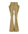 Kiko Kostadinov Feather Trim Flared Cotton Pant In Green