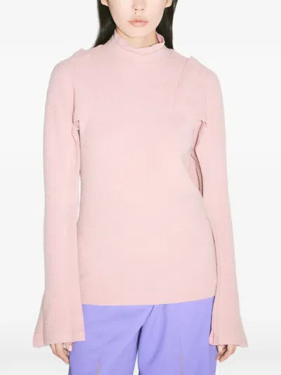 KIKO KOSTADINOV FLUTED-SLEEVE MOCK-NECK TOP