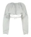 Kiko Kostadinov Stretch Cotton Blend Blouse With Bell Sleeves In White